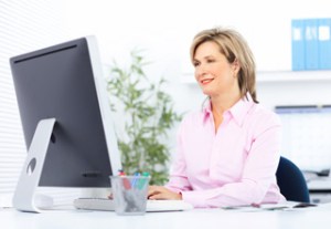 woman at desktop computer